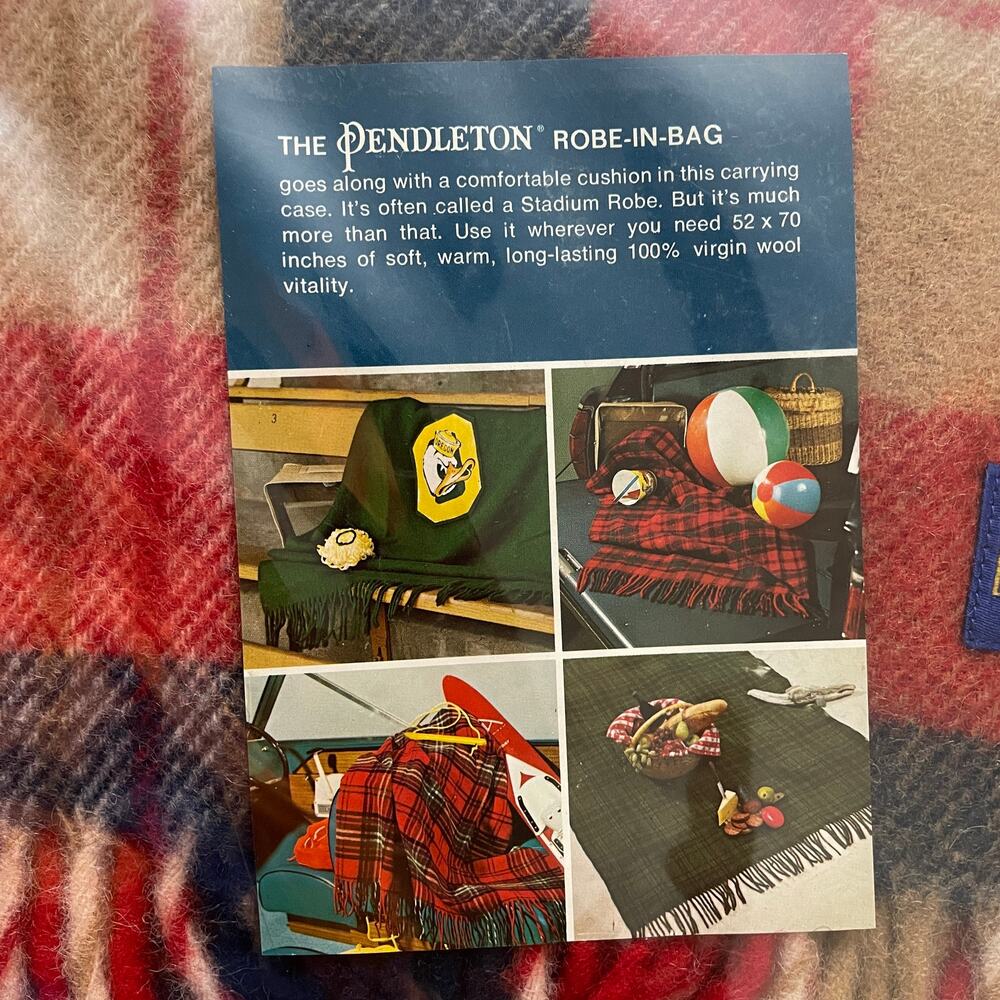 Vintage Pendleton Robe In A Bag Stadium Lap Blanket 52"x70" Virgin Wool Throw - Picture 3 of 16